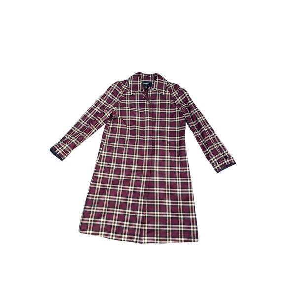 New Style Express wool blend trench coat 3/4 length Plum Brown plaid womens 4 - Picture 5 of 6